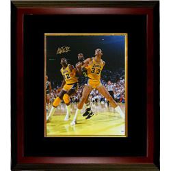 Magic Johnson Signed Los Angeles Lakers 16X20 Photo Custom Framed (Vs Kareem Abdul-Jabbar)- PSA Holo
