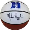 Mike Krzyzewski Signed Duke Blue Devils Logo White Basketball (Black Sig) (Coach K-Photo)- Steiner H