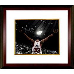 Patrick Ewing Signed New York Knicks 16X20 Photo Custom Framed (Arms Out)- Steiner Hologram