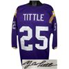 Image 1 : YA Tittle Signed LSU Tigers TB Purple Custom Jersey 3/4 Sleeve- JSA Hologram