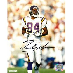 Randy Moss Signed Minnesota Vikings 8X10 Photo (White Jersey-Black Sig)