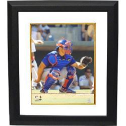 Ivan Rodriguez Signed Texas Rangers 16X20 Photo Custom Framed Catching