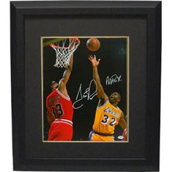 Scottie Pippen Signed Chicago Bulls 16X20 Photo Custom Framed Dual Signed With Magic Johnson- PSA Ho