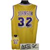 Image 1 : Magic Johnson Signed Los Angeles Lakers Yellow Authentic Adidas Swingman Jersey