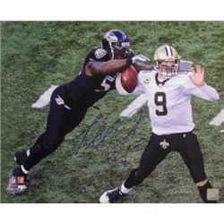 Terrell Suggs Signed Baltimore Ravens 16X20 Photo Sacking Drew Brees