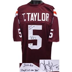 Tyrod Taylor Signed Virginia Tech Hokies Maroon Custom Jersey #5 2010 ACC Player Of The Year XL