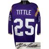 Image 1 : YA Tittle Signed LSU Tigers TB Purple Custom Jersey 3/4 Sleeve- JSA Hologram