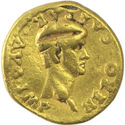 Gold Aureus coin of Ancient Roman of Nero Caesar.