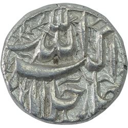 Silver Half Rupee Coin of Akbar of Lahore Mint of Di Month.