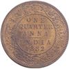 Image 1 : Copper Quarter Anna Coin of Victoria Empress of Calcutta Mint of 1882.