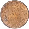 Image 1 : Copper Quarter Anna Coin of Victoria Empress of Calcutta Mint of 1889.