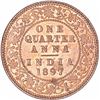 Image 1 : Copper One Quarter Anna Coin of Victoria Empress of Calcutta Mint of 1897.