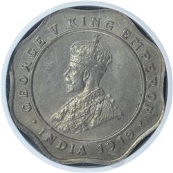 Copper Nickel Four Annas Coin of King George V of Calcutta Mint of 1919.