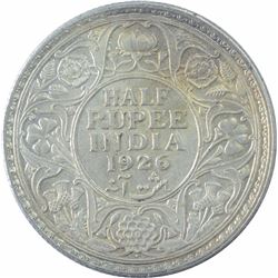 Silver Half Rupee Coin of King George V of Bombay Mint of 1926.