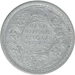 Silver Half Rupee Coin of King George VI of Bombay Mint of 1945.