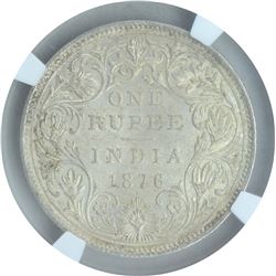 Silver One Rupee Coin of Victoria Queen of Bombay Mint of 1876.