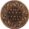 Image 1 : Copper Half Anna Proof Coin of Victoria Empress of 1878.