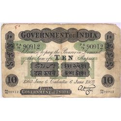 Rare Uniface 10 Note of King Edward of Calcutta Circle of 1903.