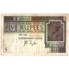 Image 1 : King George Vth 5 Rupees of J. B. Taylor of Serial No. N38 0944415 of Water Mark Variety B