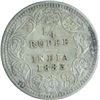 Image 2 : Error Silver One Quarter Rupee Coin of Victoria Empress of 1883.