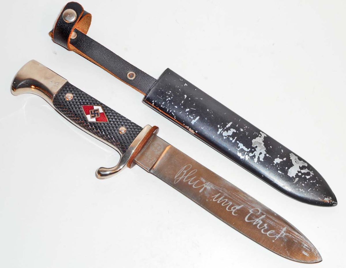 NAZI GERMAN HITLER YOUTH HJ KNIFE W/ SCABBARD