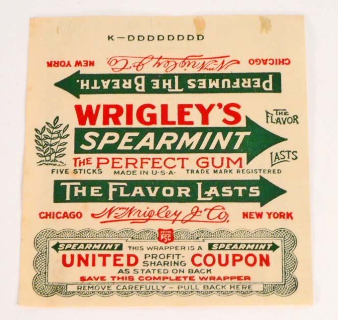 VINTAGE WRIGLEYS SPEARMINT GUM WRAPPER