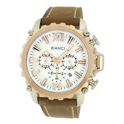 Roberto Bianci Men's Sports Chronograph Watch With Silver Face And Brown Leather Band-5448MCHR