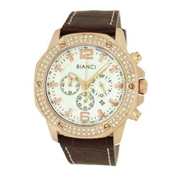 Roberto Bianci Men's Sports Chronograph Watch With Silver Face And Brown Leather Band-5450MCHR