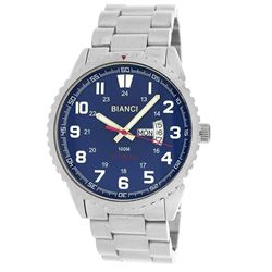 Roberto Bianci Men's All Steel Watch With Day And Date And Blue Face -7099MSS