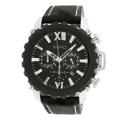 Roberto Bianci Men's Sports Chronograph Watch With Black Face And Black Leather Band-5449MCHR