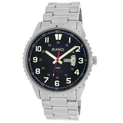 Roberto Bianci Men's All Steel Watch With Day And Date And Black Face -7099MSS