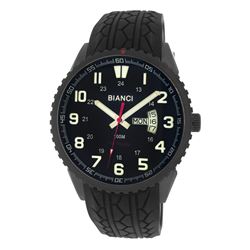 Roberto Bianci Men's Rubber Band Watch With Day/Date And Black Face-7099MRUB-GUN