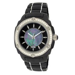 Roberto Bianci Eleganza Men's Black Ceramic Watch W/Swiss Movement & Zirconia Studded Bezel-B269MBLK