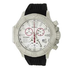 Roberto Bianci Men's Sports All Steel Chronograph Watch With White Face And Rubber Band-5505B