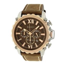 Roberto Bianci Men's Sports Chronograph Watch With Brown Face And Brown Leather Band-5448MCHR