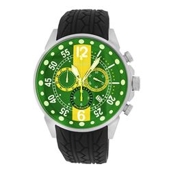 Roberto Bianci Men's Pro Racing Chronograph Watch With Rubber Band And Green Face-7098MRUB-SS