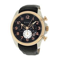 Roberto Bianci Men's Sports  Chronograph Watch With Black Face And Leather Band-5446MCHR