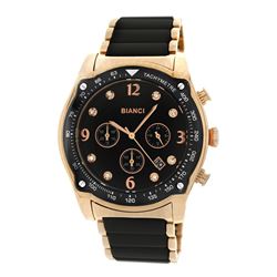 Roberto Bianci Unisex Rose Gold Plated Black Ceramic Chronograph Watch-5874U