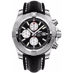 Breitling Avenger Super Avenger II Black Calf Leather  Men Watch