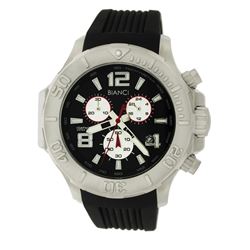 Roberto Bianci Men's Sports All Steel Chronograph Watch With Black Face And Rubber Band-5505A