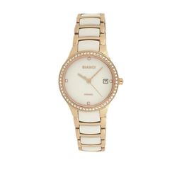 Roberto Bianci Women's Bella Ceramic Watch With Stones And Rose Gold Plating-B295WHT