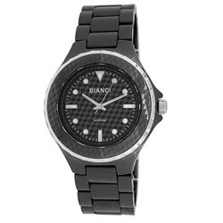 Roberto Bianci Unisex Black Ceramic Watch With Stamped Design-B279BLK