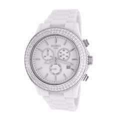 Roberto Bianci All White Ceramic Unisex Watch With Zirconia Studded Bezel -B266WHT