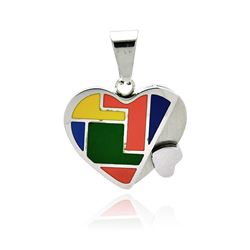 Stainless Steel Multi Color Heart Charm Pendant ssp00240
