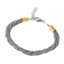 Sterling Silver Rhodium Plated Chain with Gold Plated Ends Italian Bracelet ITB00164RH/GP