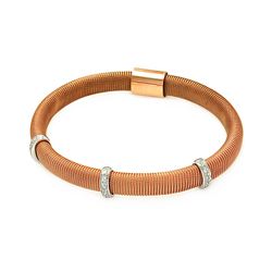 Sterling Silver Rose Gold Plated Clear CZ Italian Bracelet itb00085rgp