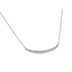 Sterling Silver Gold Plate Clear CZ Stone Curved Crescent Pendant Necklace bgp00868
