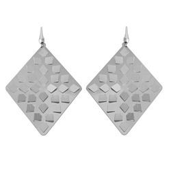 Sterling Silver Rhodium Plated Rhombus Earring ECE00014RH