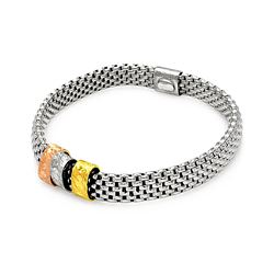 Sterling Silver Multicolor Rhodium Plated Italian Wide Band Bracelet itb00061