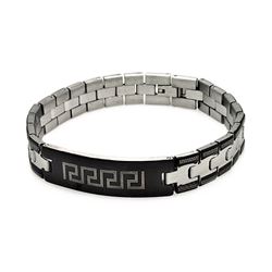 Stainless Steel Celtic Art Design Black ID Bracelet SSB00178